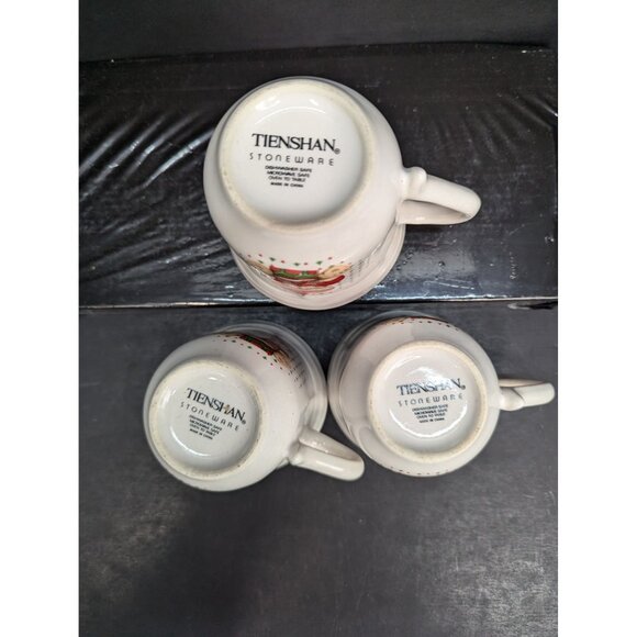 Vintage Tienshan Stoneware Theodore Bears Navidad 8 Oz Coffee Tea Cups Lot of 3 - Picture 7 of 8